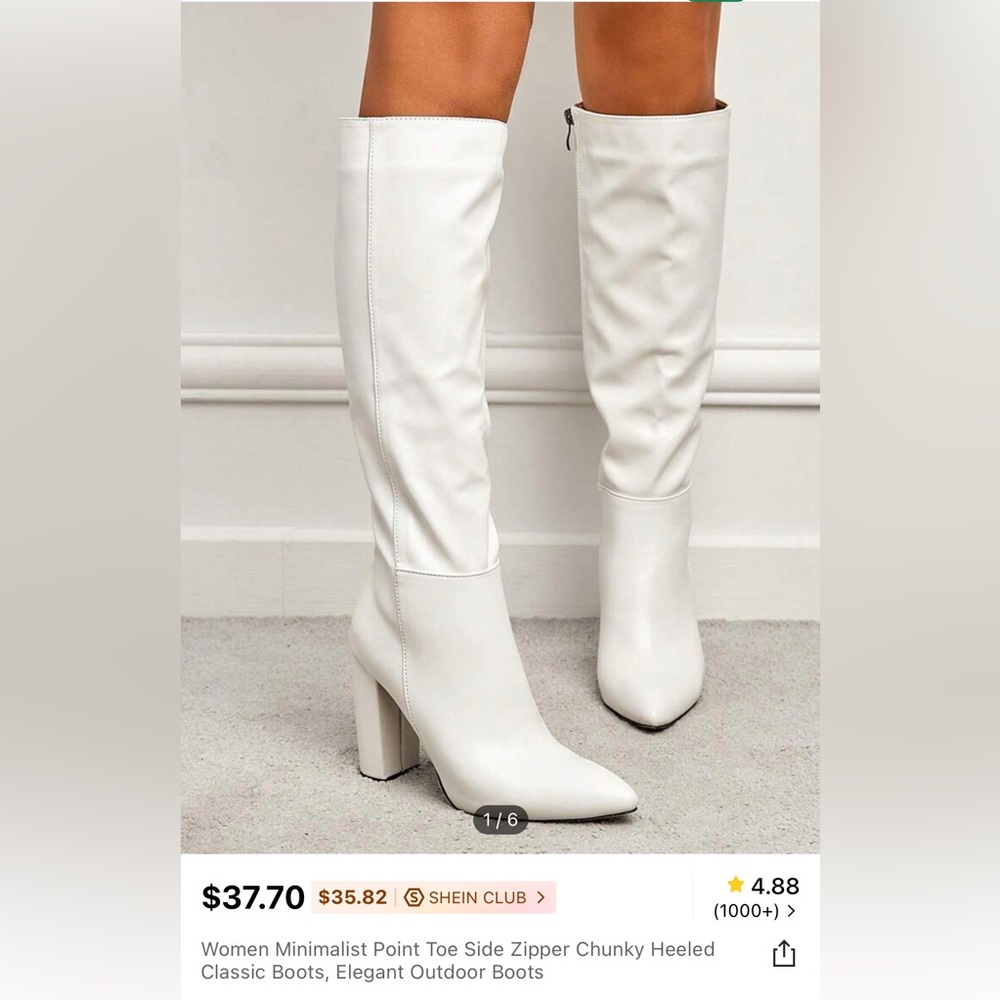 New pointed toe chunky heeled boots.